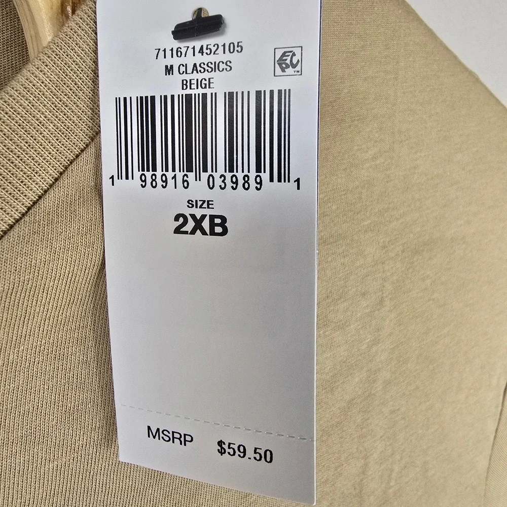 Polo Ralph Lauren Mens V-Neck T-Shirt Beige 2XB Big & Tall Cotton Short Sleeve